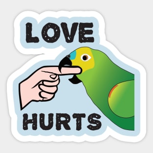 Love Hurts - Blue Front Amazon Parrot Sticker